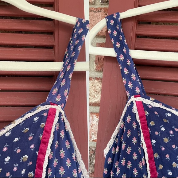 VTG 🦋Gunne Sax🦋 70’s Navy & Red Calico floral Cottage Core Prairie Dress✨ - Picture 7 of 16